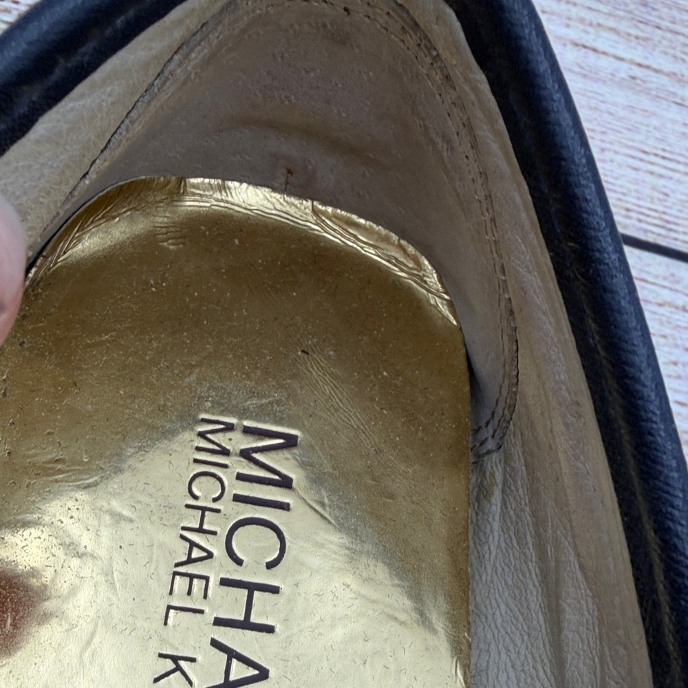 Michael Kors Navy Flats with Gold Logo - Picture 8 of 15